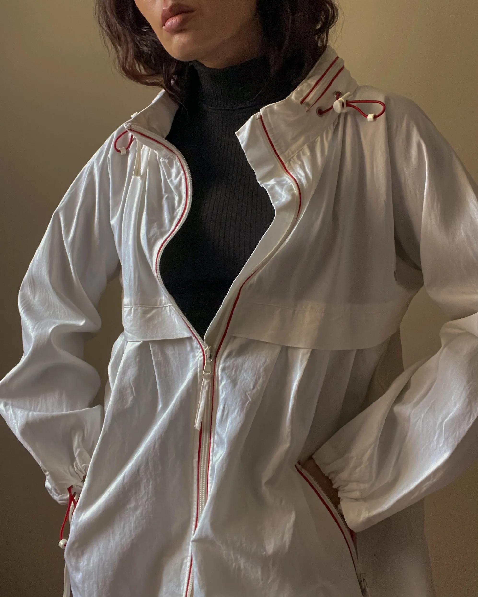 Vintage Designer Moschino White Windbreaker Jacket