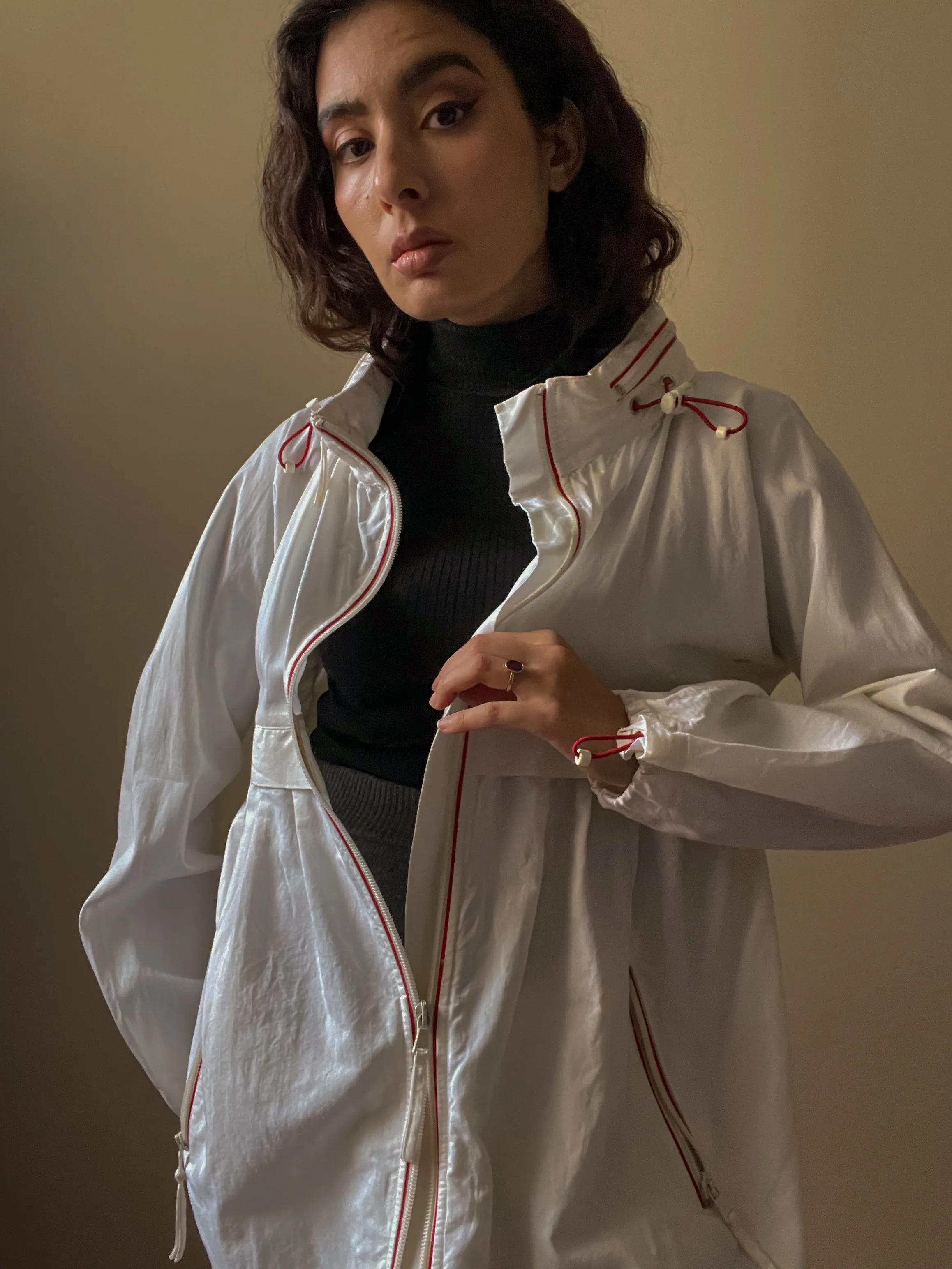 Vintage Designer Moschino White Windbreaker Jacket
