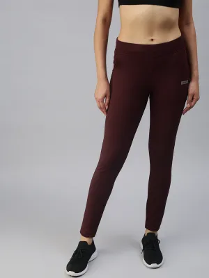 Women Red Slim Fit Solid Dry-Fit Track Pants