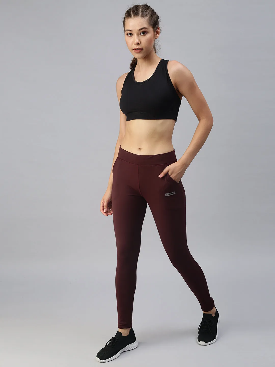 Women Red Slim Fit Solid Dry-Fit Track Pants