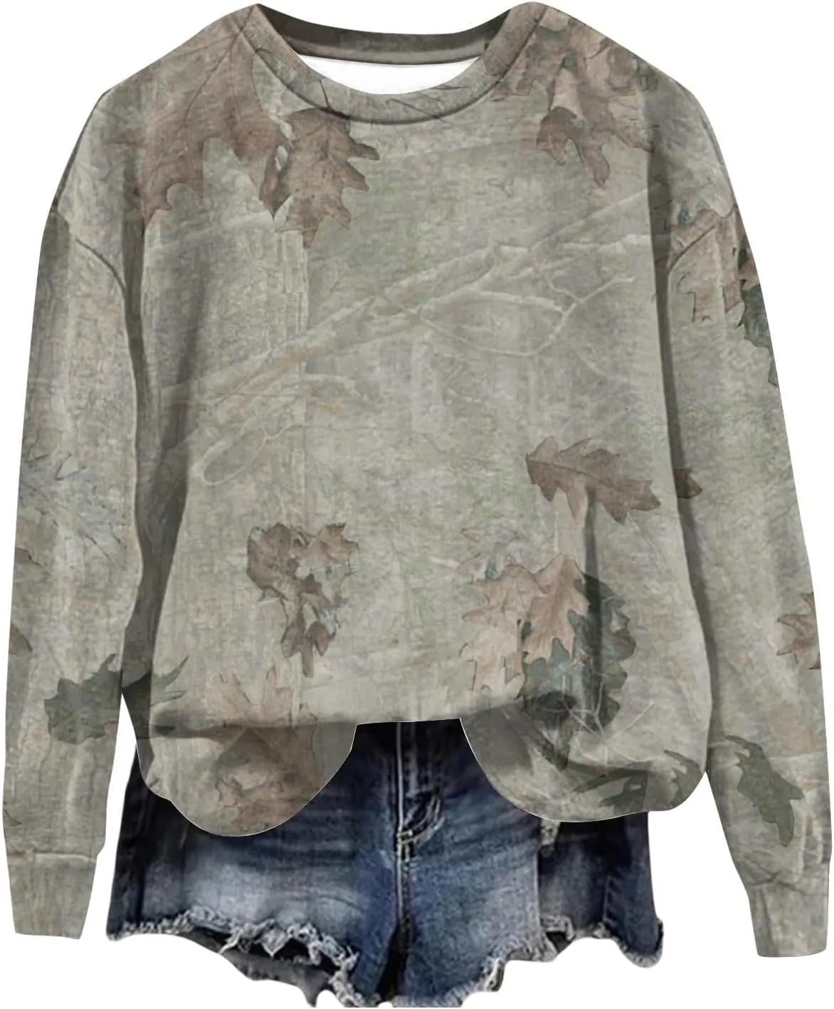 Womens Camo Oversized Sweatshirts Y2k Graphic Sweater Crewneck Long Sleeve Pullover Shirts
