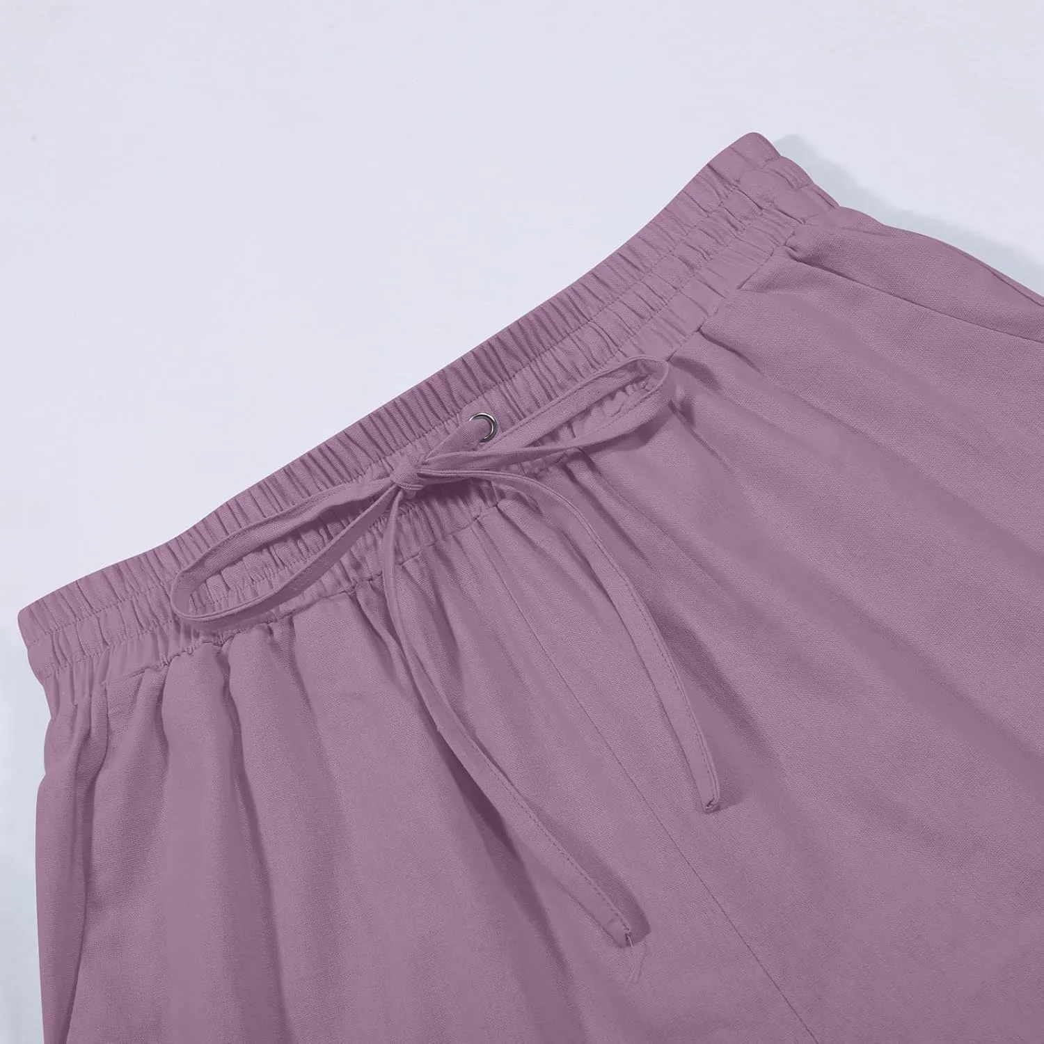 Women's Casual Pants,Plus Size Women's Elastic Cuff Capris Cotton Linen Blend Relaxed Fit Cropped Pants