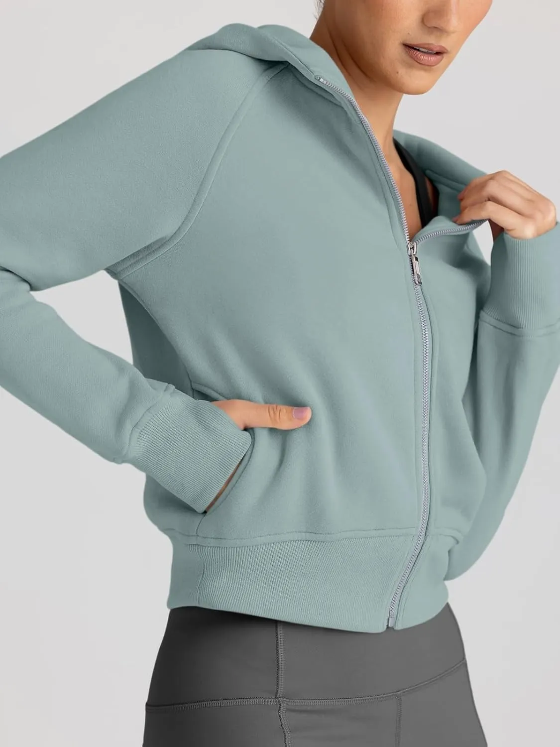 Women’s Full Zip Fleece Hoodie – Cozy Winter Jacket with Drop Shoulder Collar, Soft & Breathable Sweatshirt for Fall & Winter